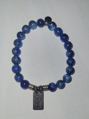 T. Jazelle Blue Kyanite "Wild One" Wildflower Charm Stretch Bracelet